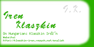 iren klaszkin business card